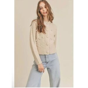 Lush clothing Soymilk pompom cardigan S